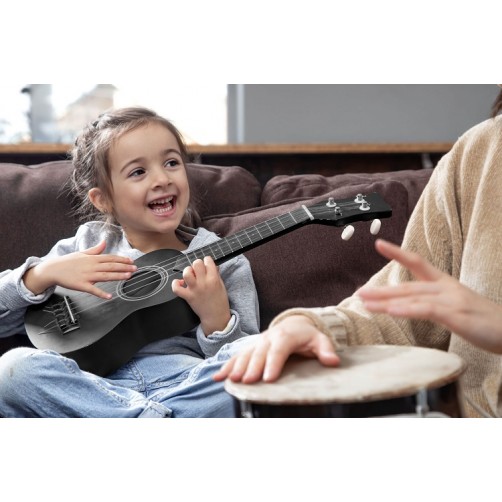 Medinė juoda gitara ukulele Ecotoys